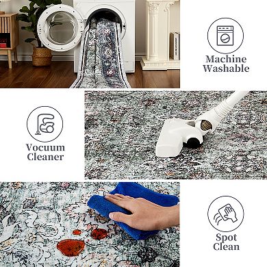 Boho Area Rugs, Washable Non Slip Traditional Rugs Carpet Indoor Outdoor