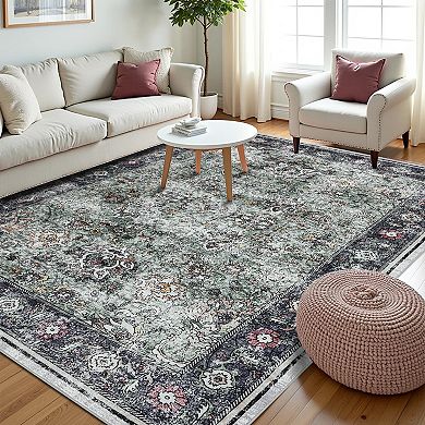 Boho Area Rugs, Washable Non Slip Traditional Rugs Carpet Indoor Outdoor