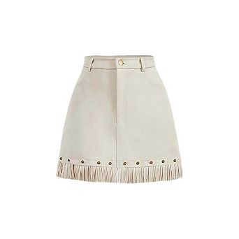 Women's Faux Suede Fringe Skirt High Waisted Tassel Western Mini Skirts