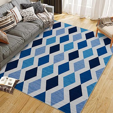 Graphic Area Rugs, Washable Non Slip Modern Office Rugs Carpet Indoor Outdoor
