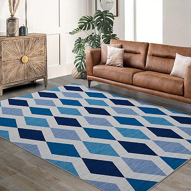 Graphic Area Rugs, Washable Non Slip Modern Office Rugs Carpet Indoor Outdoor