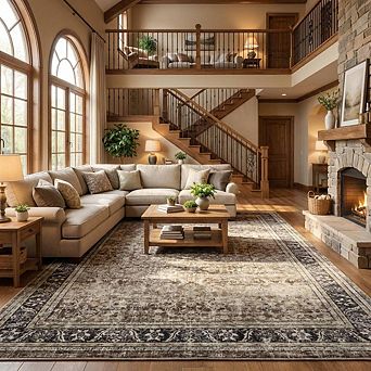 Floral Vintage Rug Mat Non Slip Washable, Living Room Bedroom Kitchen for Home