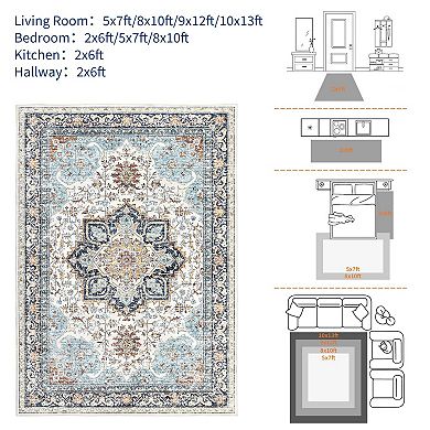 ANIXOL Washable Boho Area Rug