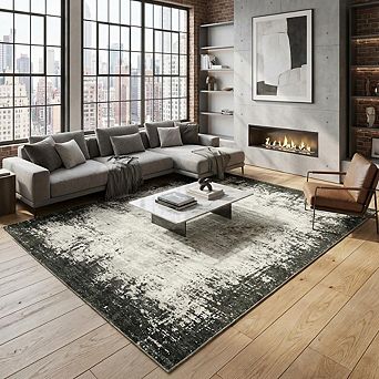 Large Area Rug for Living Room Bedroom Indoor, Non-Slip Washable Carpet Low Pile, Modern Abstract