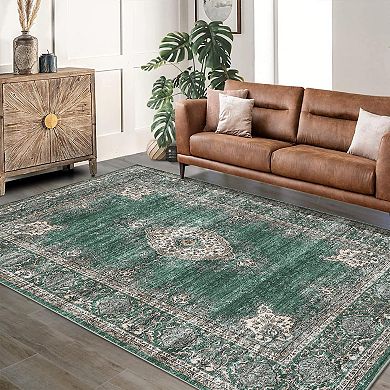 ANIXOL Floral Vintage Washable Area Rug