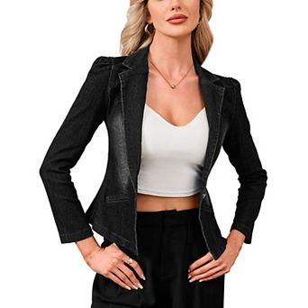 Women's Denim Jacket Casual Long Sleeve Button Down Jean Jacket Coat with Pockets