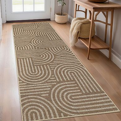 Striped Machine Washable Easy Jute Rug with Rubber Backing Non Slip Indoor Outdoor Carpet