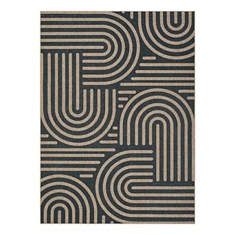 Striped Machine Washable Easy Jute Rug with Rubber Backing Non Slip Indoor Outdoor Carpet