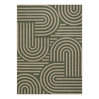 Striped Machine Washable Easy Jute Rug with Rubber Backing Non Slip Indoor Outdoor Carpet