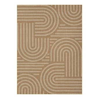 Striped Machine Washable Easy Jute Rug with Rubber Backing Non Slip Indoor Outdoor Carpet