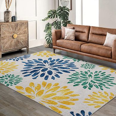 Floral Area Rugs, Washable Non Slip Modern Rugs Carpet Indoor Outdoor