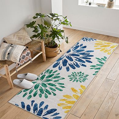 Floral Area Rugs, Washable Non Slip Modern Rugs Carpet Indoor Outdoor