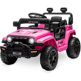 12V Kids Ride On Truck, Kids Electric Vehicle with Parent Remote, LED Lights, Music, 2 Speeds