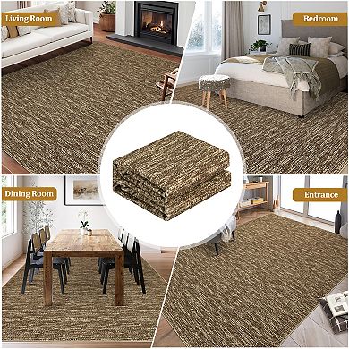 Machine Washable Modern Abstract Area Rug, Low Pile Non Slip, Rug for Living Room