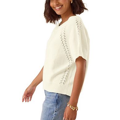 Womens Cap Sleeve Sweaters Summer Casual Short Sleeve Knit Tank Tops Loose Fit Crew Neck Pullover