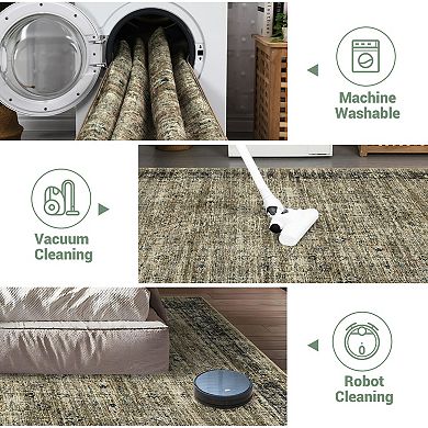 Washable Area Rug Non Slip, Modern Abstract Design, Living Room Bedroom Dining Room