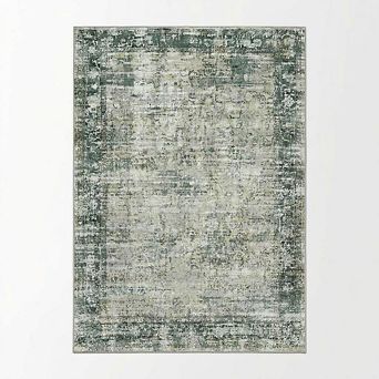Washable Area Rug Non Slip, Soft Rug Distressed Vintage Print, Living Room Bedroom Dining Room