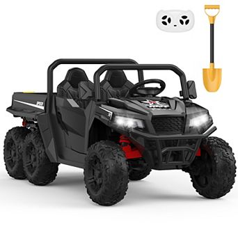 24V 4WD 6-Wheel Kids Electric Dump Truck, 2-Seater, 4×200W Motors, Remote, LED Lights, Music