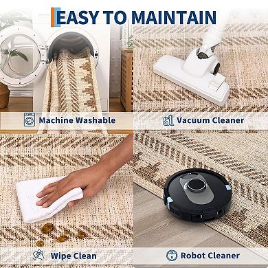 ANIXOL Geometric Washable Low Pile Area Rug