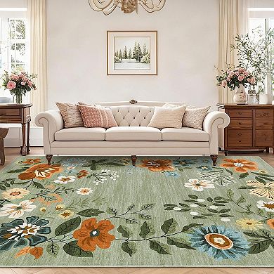 ANIXOL Floral Washable Area Rug