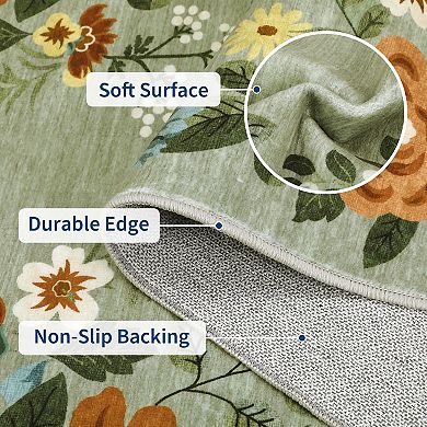 ANIXOL Floral Washable Area Rug