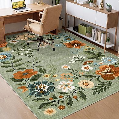 ANIXOL Floral Washable Area Rug