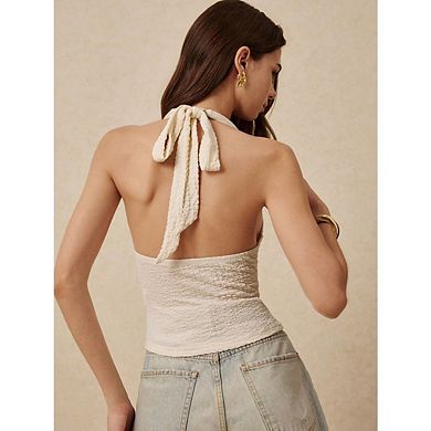 Women's V-neck Halter Tank Tops Sleeveless Button Elegant Stylish Casual Solid Color Camisole