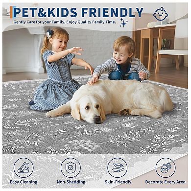 ANIXOL Vintage Washable Area Rug Soft Oriental Distressed Runner for Home