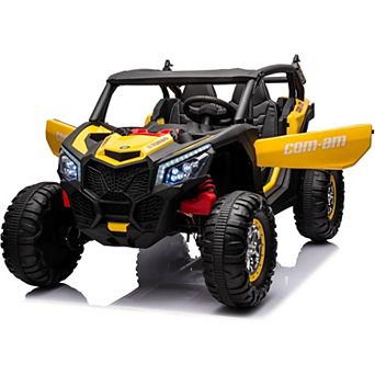 24V 2-Seater Kids UTV, 4WD Ride On Car w/Remote, 4×75W Motors, Suspension, Music & LED Lights