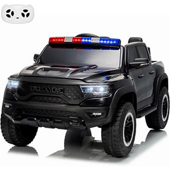 12V Licensed RAM 2-Seater Kids Ride On Police Truck, Electric Car w/Remote, 3 Speeds, LED & Music