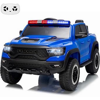 12V Licensed RAM 2-Seater Kids Ride On Police Truck, Electric Car w/Remote, 3 Speeds, LED & Music