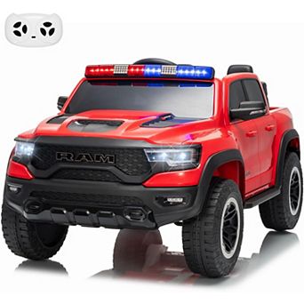 12V Licensed RAM 2-Seater Kids Ride On Police Truck, Electric Car w/Remote, 3 Speeds, LED & Music