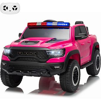 12V Licensed RAM 2-Seater Kids Ride On Police Truck, Electric Car w/Remote, 3 Speeds, LED & Music