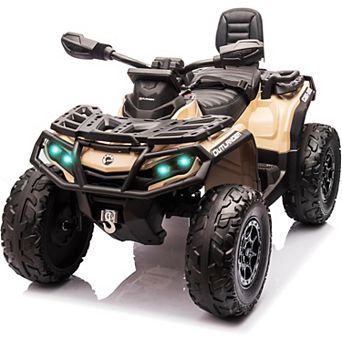 24V Licensed Can-Am Kids Ride On ATV, 2-Seater 4WD Electric Car w/ Bluetooth, LED Lights & 3 Speeds