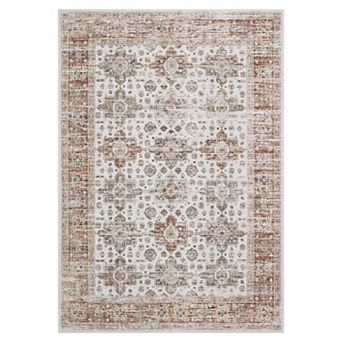 Vintage Farmhouse Pattern Rug for Living Room Bedroom, Non-Slip Low Pile Indoor Carpet Washable