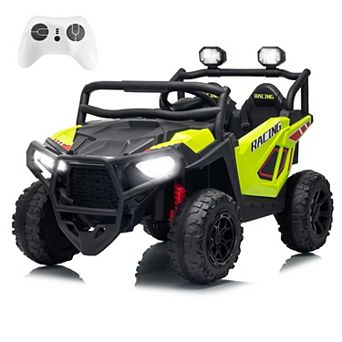 24V 2-Seater Electric UTV for Big Kids, 4-Wheeler Suspension,3 Speeds, Remote, Bluetooth, Lights