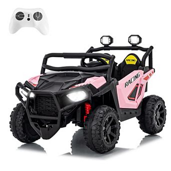 24V 2-Seater Electric UTV for Big Kids, 4-Wheeler Suspension,3 Speeds, Remote, Bluetooth, Lights