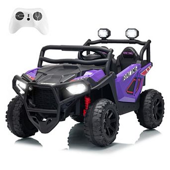 24V 2-Seater Electric UTV for Big Kids, 4-Wheeler Suspension,3 Speeds, Remote, Bluetooth, Lights