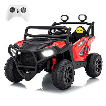 24V 2-Seater Electric UTV for Big Kids, 4-Wheeler Suspension,3 Speeds, Remote, Bluetooth, Lights