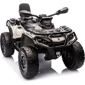 12V Licensed Can-Am Kids Electric ATV, 2-Seater Ride-On Car with LED Lights, Music & Suspension
