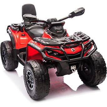 12V Licensed Can-Am Kids Electric ATV, 2-Seater Ride-On Car with LED Lights, Music & Suspension