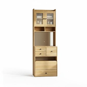 3-in-1 Make Up Vanity Desk with Mirror & Lights, Compact Vanity Table with Drawers