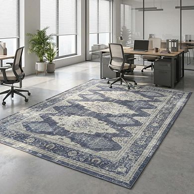 Large Living Room Area Rug, Vintage Retro Boho Carpet Low Pile Non-Slip