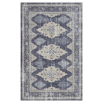 Large Living Room Area Rug, Vintage Retro Boho Carpet Low Pile Non-Slip