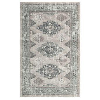 Large Living Room Area Rug, Vintage Retro Boho Carpet Low Pile Non-Slip