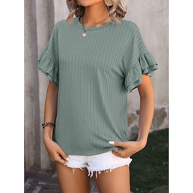 Womens Summer T-Shirts Short Sleeve Tops Casual Tshirts Cute Dressy ...