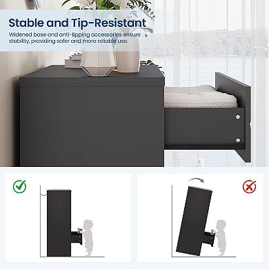 ANIXOL Modern 4-Drawer Tall Wood Dresser with Gold Handles