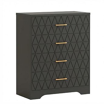 ANIXOL Modern 4-Drawer Tall Wood Dresser with Gold Handles