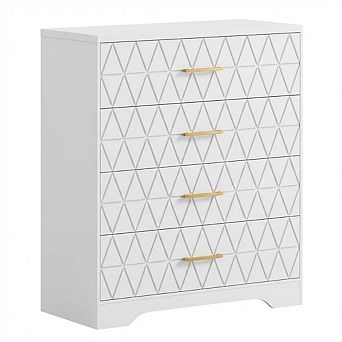 ANIXOL Modern 4-Drawer Tall Wood Dresser with Gold Handles