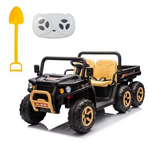 24V 2-Seater Ride-On Dump Truck for Kids, 6 Wheels 4WD Electric UTV, 3 Speeds, Remote, Dump Bed